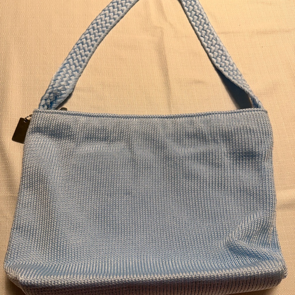 Lina Light Blue Woven Shoulder Bag with Braided Strap - Picture 3 of 5
